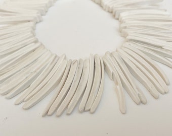 Cream Wood Stick, Coco Tusks, Coconut Shell Stick Spike Beads-30pc