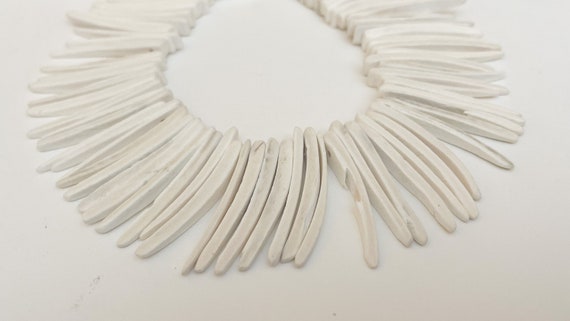 Cream Wood Stick, Coco Tusks, Coconut Shell Stick Spike Beads-30pc