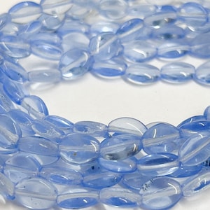 Aqua Blue Flat Oval Czech Glass Beads 5x8mm-20pc