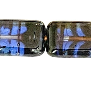12MM Czech Glass Flat Rectangle Beads Blue 10pc
