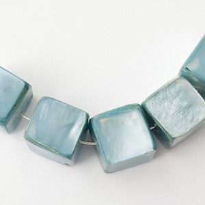 Vintage Inlaid Shell Cube Beads-5pc