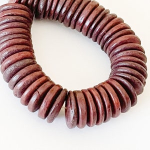 20MM Wood Disc, Coconut Shell Rondelle Pukalet Dyed Brown~30pc