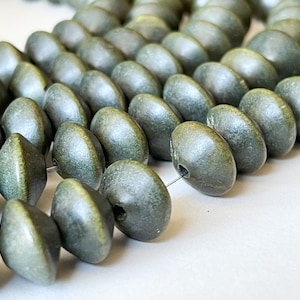 Saucer Wood Beads 15mm Khaki
