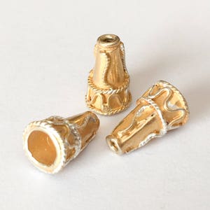 Vermeil Bead Cone Silver/gold Rope Design 10x15mm-1pc