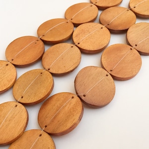 Wood disc, wood bead connector 30mm mustard yellow-10pc.