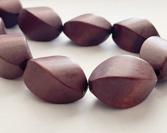 Big Brown Wood Twist Beads 14x26MM