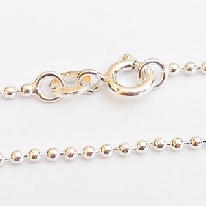 Sterling Silver Ball Chain Necklace, 1.5mm Chain Necklace 16&quot;