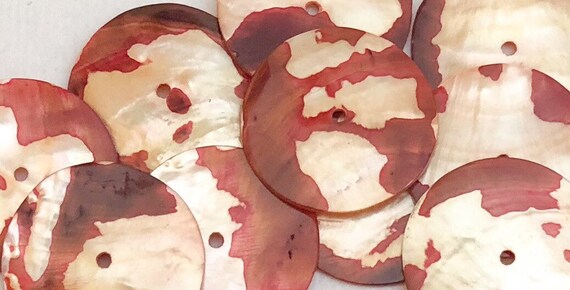 Large Shell Round Buttons Shell Disc Red 1 1/4 inch-10pc | Etsy