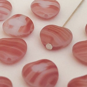 Czech Glass Heart Beads, Red Heart Beads, Vintage Style~12pc