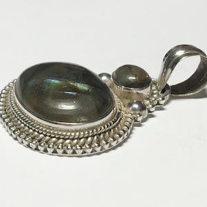 Vintage Oval Labradorit Sterling Silber Anhänger