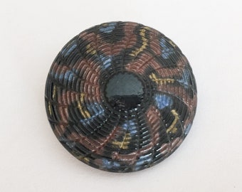 Imitation fabric vintage glass button