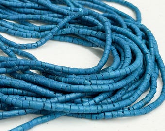 Turquoise Blue Coconut Heishi Beads, Natural Wood Strand (3-4mm)
