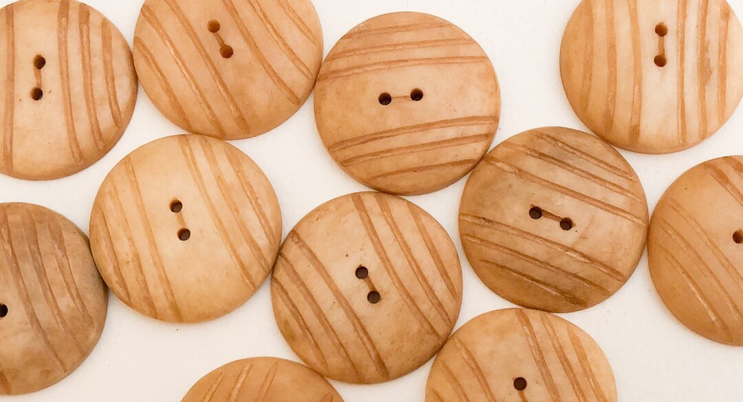 Carved Bone Buttons 1 1/4