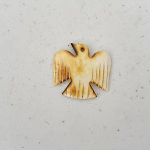 Carved Cow Bone Bird Pendant Burnt Bone