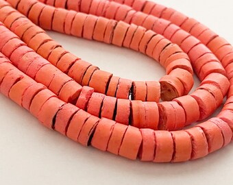 Heishi Beads, Coco 8MM Heishi Orange 24” strand
