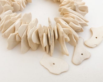 Coconut Wood Chip Beads, Bleached Palm Shell, Natural Wood Beads-30pc