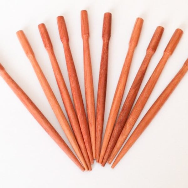 Bayong wood hair sticks shawl pins small round 4 1/2 inch. 10 pcs.