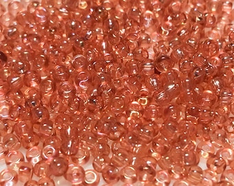 Japanische Rocailles Größe 11/0- Transparent Rainbow Peach 30 gramm