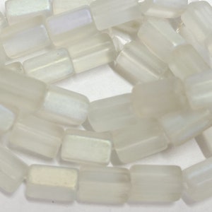 Czech Glass Beads Barrel 8x13MM Frosted AB Iridescent