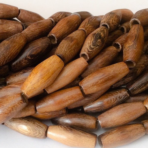 Tube Wood Beads, Natural wood beads, Robles 16" strand