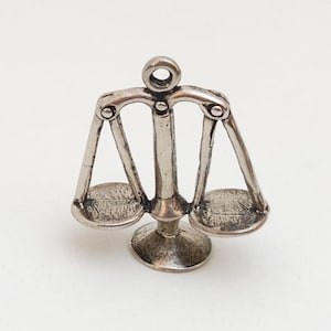 Zodiac Charm, Libra Sign Charm, Scales of Justice Charm Sterling Silver