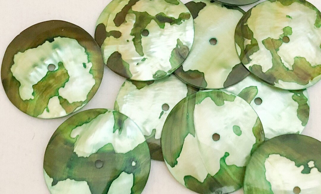 Large Shell Round Buttons Shell Disc Green 1 1/4 Inch-10pc - Etsy