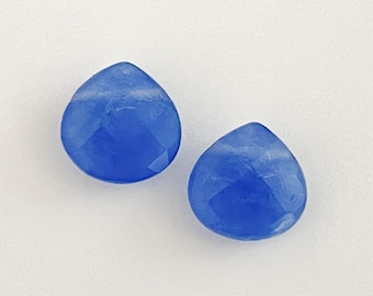 Blue Chalcedony Faceted Teardrop 2 Pc