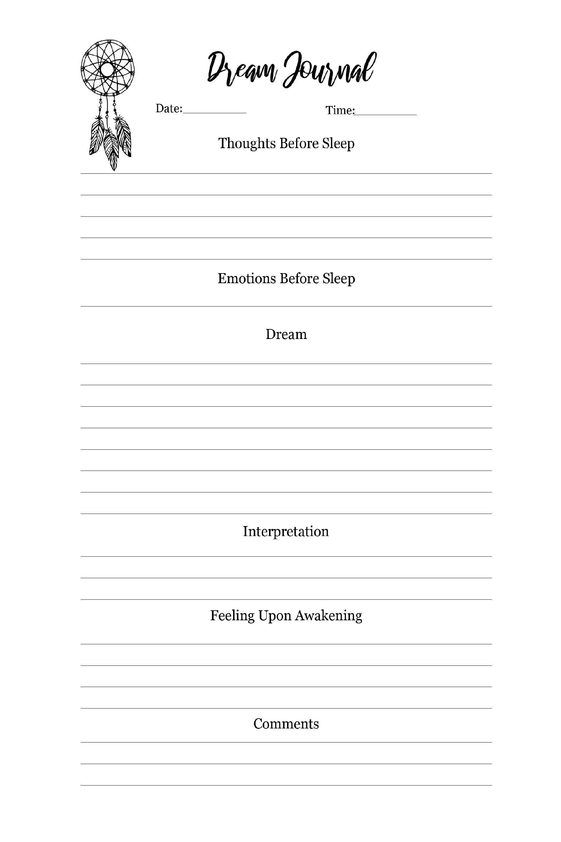 Dream Journal Printable Page - Etsy