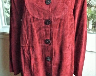 Color Me Cotton USA ~ Rich Ruby Red Coat ~ Sophisticated 60s Retro Look