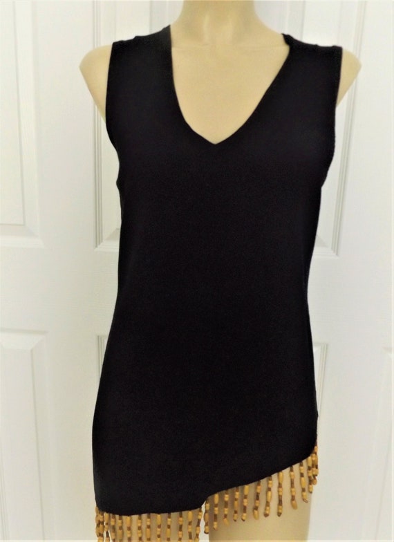Willi Smith Assymetric Black Set ~ Beaded Sleevele