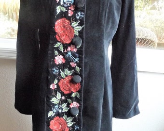 Black Velvet Sequined and Embroidered Coat ~ by Plenty for Boston Proper