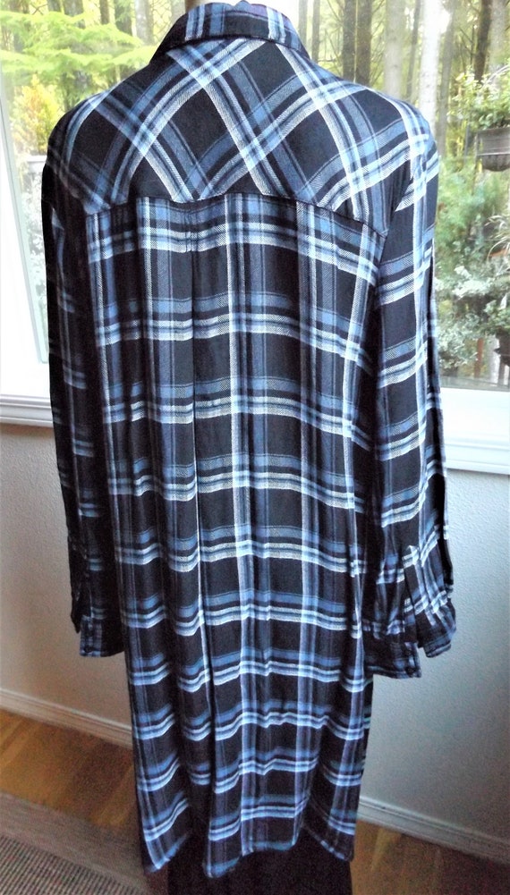 BLL nyc ~ Black, Blue and White Plaid Shirt Dress… - image 3