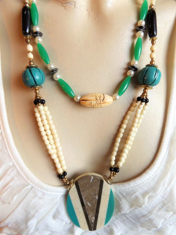 Versatile Vintage Necklace Set from the 1980s ~ T… - image 8