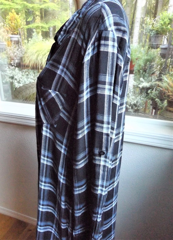 BLL nyc ~ Black, Blue and White Plaid Shirt Dress… - image 4