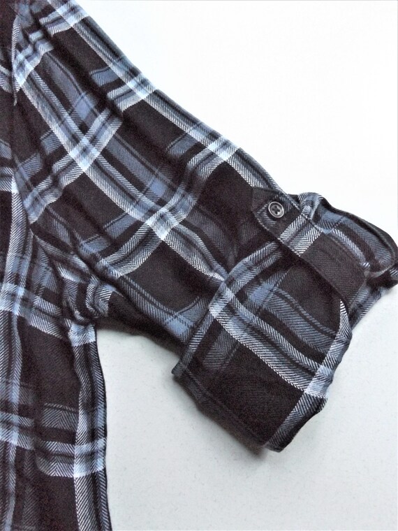 BLL nyc ~ Black, Blue and White Plaid Shirt Dress… - image 7