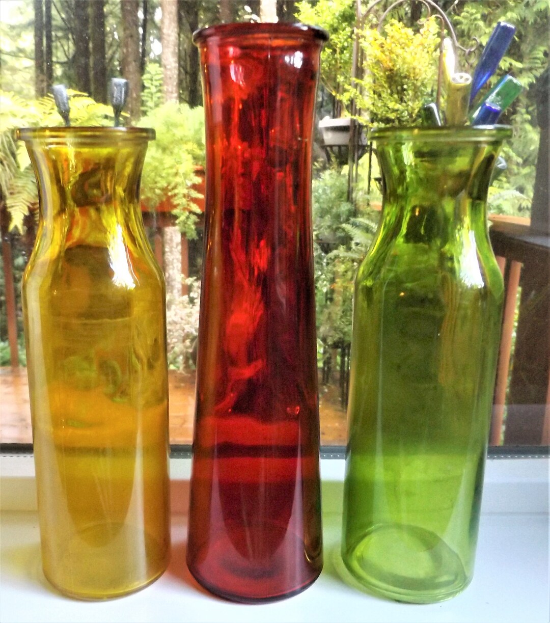Vintage Pressed Glass Vases for the Budding Florist Set of Three Etsy