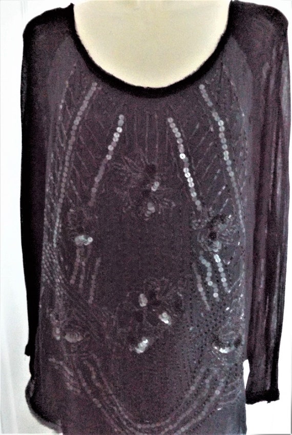 Vintage Embellished Black Peasant Top by Free Peop