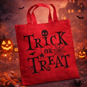 Trick Or Treat Tote Bag, Halloween Candy Sack, Kids Party Favours, Pumpkin Patch Shopper, Fancy Dress Loot, October Gifts, Reusable Carryall