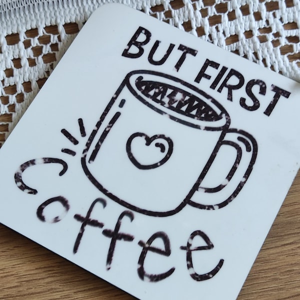 Coffee Coaster, Mug Of Coffee Drink Mat, Latte Gift, Cappuccino Present, Iced Coffee Lover Gift