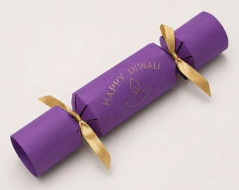 Personalised Diwali Party Cracker - Purple Foil, Fillable Sweet Holder