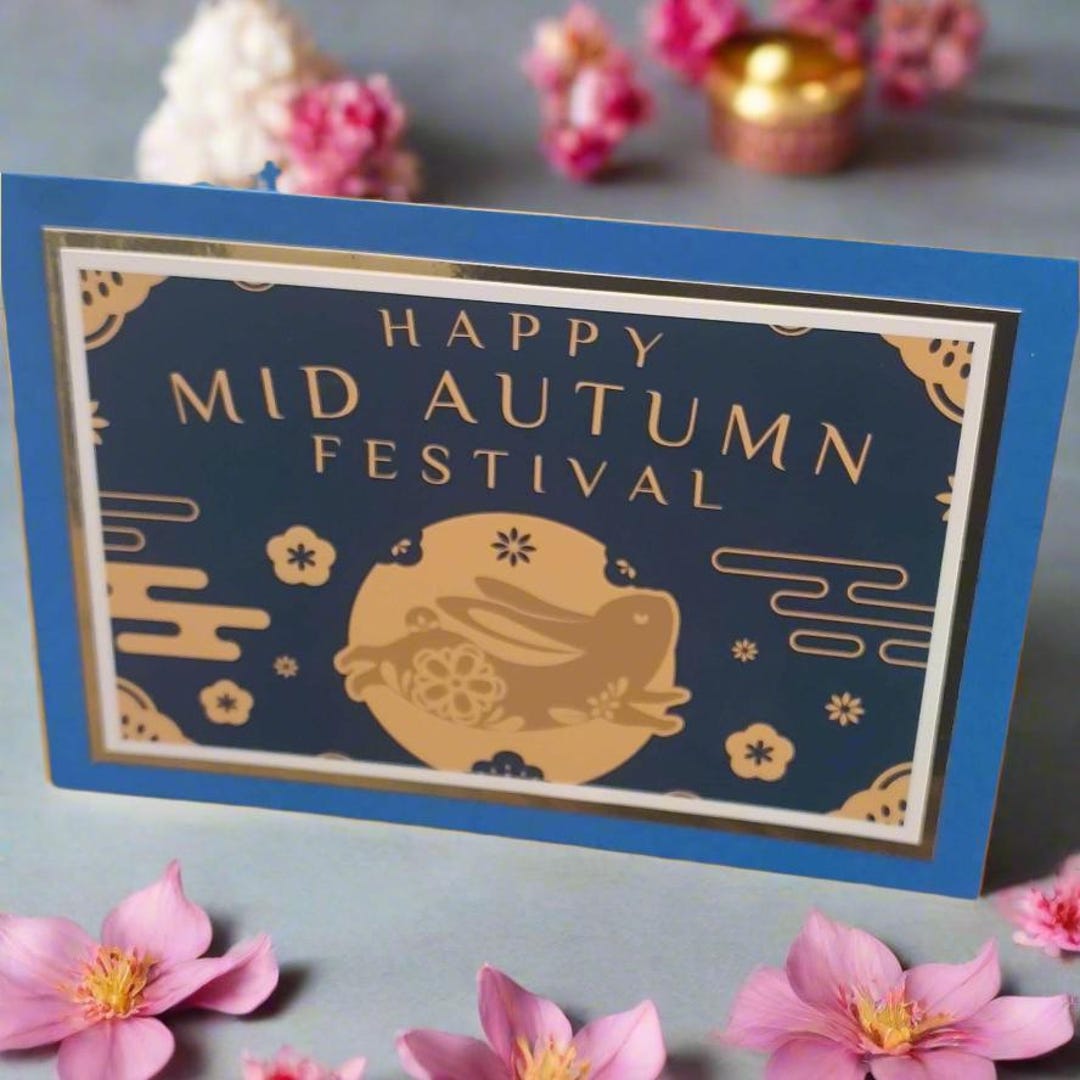 Mid Autumn Greeting Card, Chinese Moon Festival, Lantern Rabbit Design ...