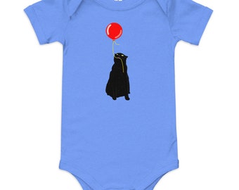 Cat with a red balloon onesie Baby short sleeve one piece