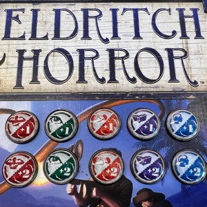 Eldritch Horror Ulepszenia Tokenów! Wiedza, Wpływ, Obserwacja, Siła i Wola Tokenów. Arkham Horror LCG 10 Token Set +1 +2 tokeny