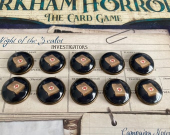 Arkham Horror Healing Supply / First Aid Tokens - 10 Tokens - Premium Brass Metal Base