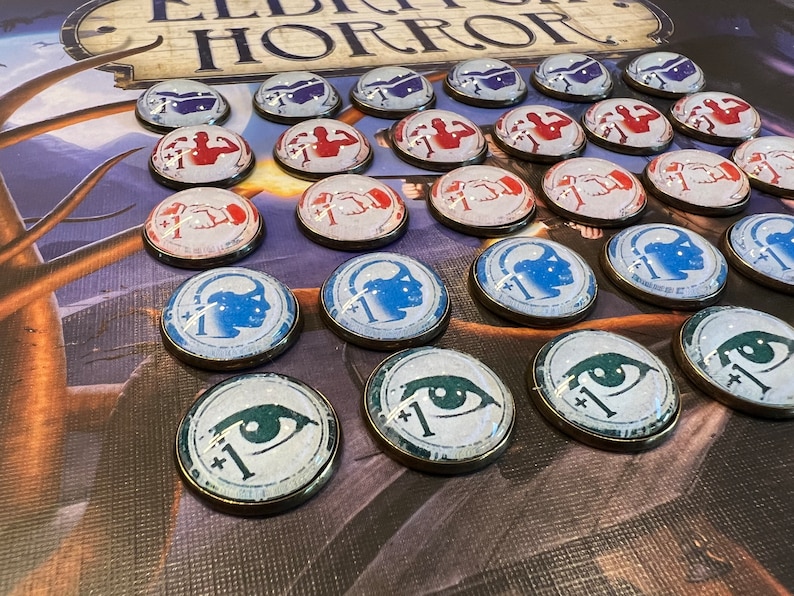 Eldritch Horror Improvement Tokens! Lore, Influence, Observation ...