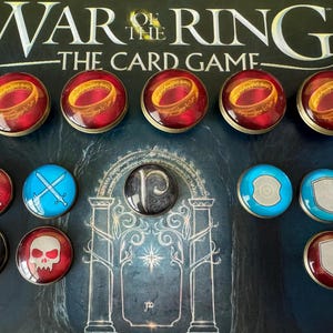 War of The Ring The Card Game-tokens. Volledige set en dubbelzijdige ringtokens