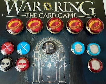 Fichas de La Guerra del Anillo, el Juego de Cartas. Juego completo y fichas de Anillo de doble cara.