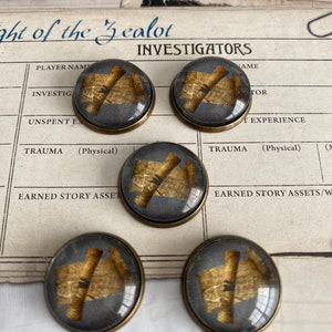 Arkham Horror Secret Tokens - 10 Premium Secret tokens with a metal brass base
