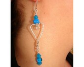 Flame worked glass beaded earrings hand made colorful one of a kind sterling silver custom lamp worked dangle