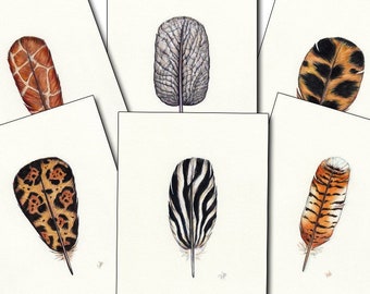 Safari Art, Unusual Gift, Watercolor Feather, Animal Feather, African Art, African Animal Painting, Unique, Feather Art, Safari Decor, Zebra